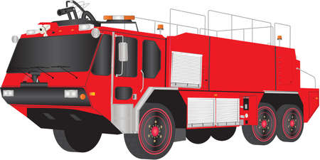 A Red Airport Fire Truck isolated on whiteのイラスト素材