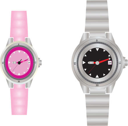 A Womans  and Mans  Dive Watchesのイラスト素材