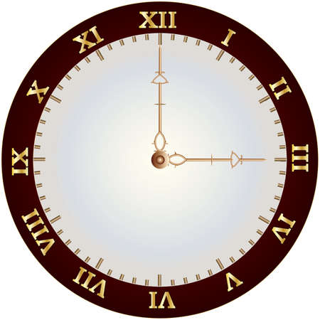 A Vintage Clockface with gold roman numerals and ornate handsのイラスト素材