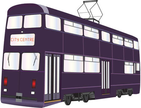 A Double Deck Tramcar isolated on whiteのイラスト素材