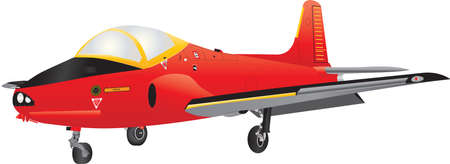 A Red and Yellow Jet Training Aircraft isolated on whiteのイラスト素材