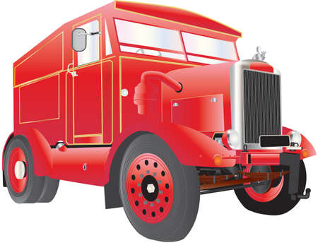 A Heavy Duty Red and Gold Fairground Generator and Tow Truck isolated on whiteのイラスト素材