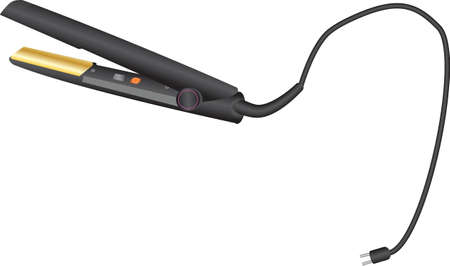 Black and gold Hair Straighteners isolated on whiteのイラスト素材