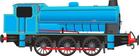 A Blue Industrial Steam Locomotive isolated on whiteのイラスト素材