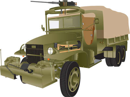 An Army Truck armed with a machine gun isolated on whiteのイラスト素材