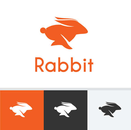 Rabbit Logo and Icon Concept Vector Illustration, Rabbit Sign and Symbol Silhouette with four Choice type, Flat designのイラスト素材