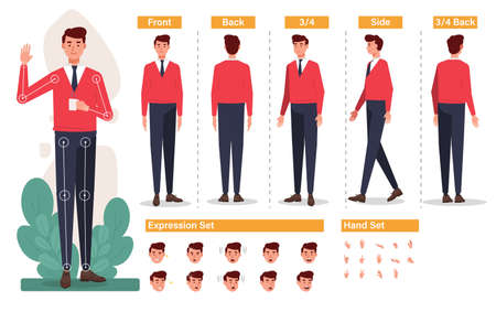 Set of Businessman character  isolated on white background design,  Businessman working character, Male Office Character Doing His Job with Different poses and emotions Vectorのイラスト素材