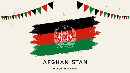 Happy Independence Day of Afghanistan Vector Illustration with Flag. 19th August Celebration of Independence Dayのイラスト素材