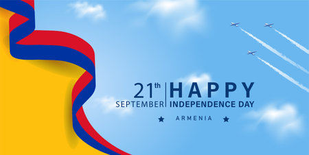 Happy Armenia Independence Day Vector Illustration with Flag . 21 September Celebration. Happy Republic Day Design Template for Poster Bannerのイラスト素材