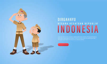Translation : Happy Independence Day of Indonesia Vector Illustration with Traditional Games of Independence Day. Suitable for Template Poster Banner Design.のイラスト素材