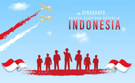 Translation : Happy Independence Day of Indonesia Vector Illustration with Traditional Games of Independence Day. Suitable for Template Poster Banner Design.のイラスト素材