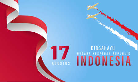 Translation : Happy Independence Day of Indonesia Vector Illustration with Traditional Games of Independence Day. Suitable for Template Poster Banner Design.のイラスト素材