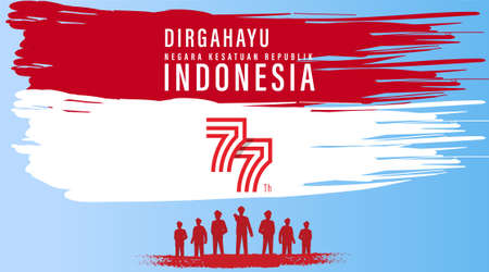 Translation : Happy Independence Day of Indonesia Vector Illustration with Traditional Games of Independence Day. Suitable for Template Poster Banner Design.のイラスト素材