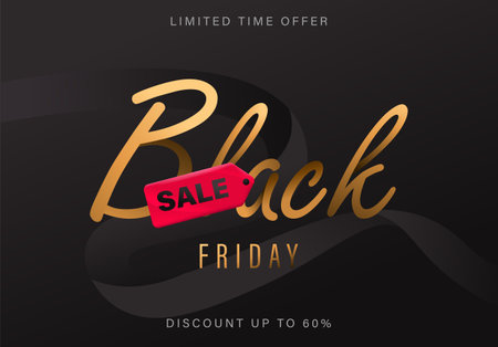 Black Friday Design Poster Vector Illustration. Suitable for Poster, Banner,Sale Banner, Web Header, Flyer and Promotional Tag.のイラスト素材