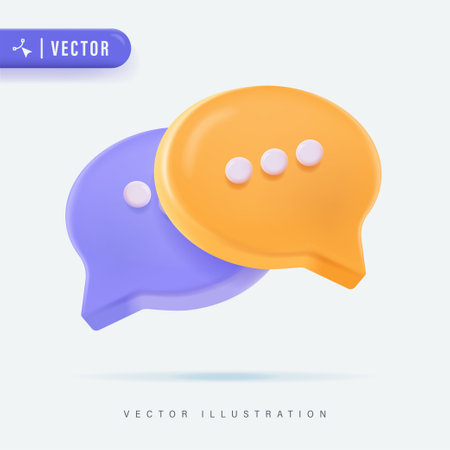 3D Realistic Dialogue Balloon Sticker Vector Illustration. Talk bubble speech icon, logo or symbol. Chat isolated on white backgroundのイラスト素材
