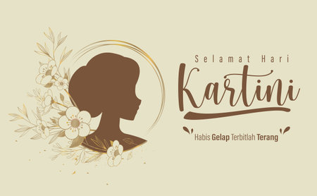 Happy Kartini Day Vector Illustration. Kartini is Indonesian Female Hero. Habis gelap terbitlah terang means After Darkness comes Light.のイラスト素材