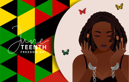 Juneteenth Free-ish Since June 19, 1865. Freeish Design of Banner. Black Lives Matter. Vector logo Illustration. Juneteenth Independence Day. Freedom or Emancipation day.のイラスト素材