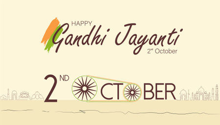 Happy Gandhi Jayanti Vector Illustration. Mohandas Karam Chandra Gandhi Birthday.のイラスト素材