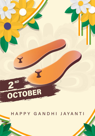 Happy Gandhi Jayanti Vector Illustration. Mohandas Karam Chandra Gandhi Birthday.のイラスト素材