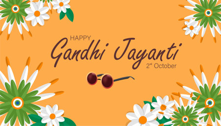 Happy Gandhi Jayanti Vector Illustration. Mohandas Karam Chandra Gandhi Birthday.のイラスト素材