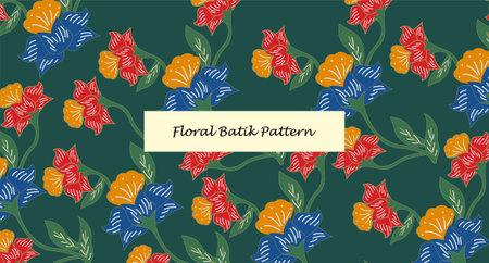 Traditional Batik Pattern from Indonesia Vector Illustration. Batik Motifs Cloth. Batik National Day Design for Poster Banner Template Flyer.のイラスト素材