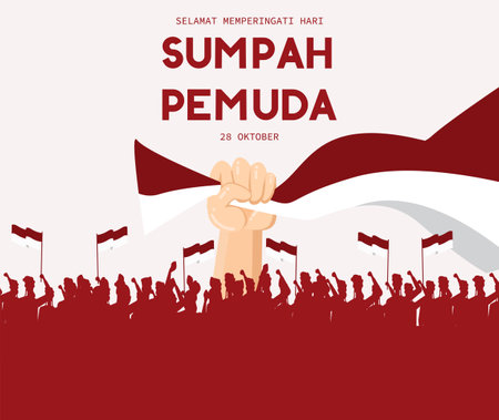 Happy Indonesian Youth Pledge Day (Sumpah Pemuda) vector illustration. Suitable for greeting card, poster and banner, template and other usageのイラスト素材