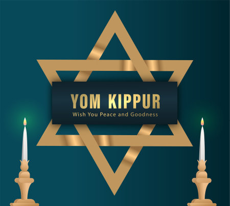 Yom Kippur Template Vector Illustration. Jewish Holiday Decorative Design Suitable for Greeting Card, Poster, Banner, Flyer. Israel Holiday for Judaism religion, day of atonementのイラスト素材