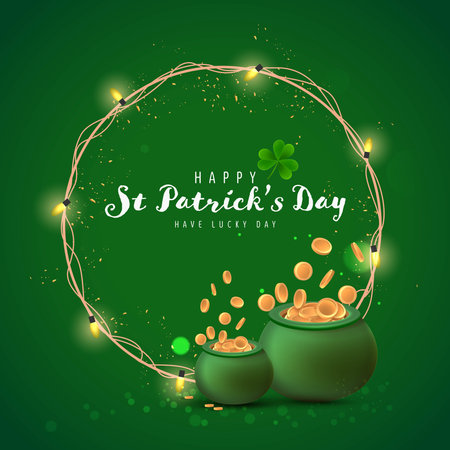 <p>Happy Saint Patrick's Day Graphic Template with Clover Leaf Vector Illustration</p>のイラスト素材