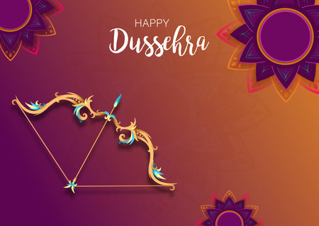 Happy Dussehra Navratri Poster Design Vector Illustration. Festival of India. Hindu holiday Vijayadashami.のイラスト素材