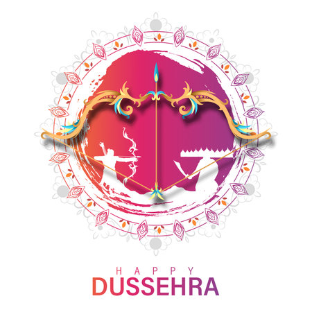 Happy Dussehra Navratri Poster Design Vector Illustration. Festival of India. Hindu holiday Vijayadashami.のイラスト素材