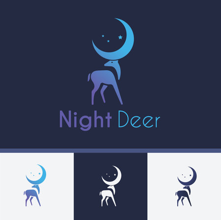 Deer logo line icons. Wild reindeer outdoor brand label. Elk antlers sign. Wildlife stag symbol. Vector illustration.のイラスト素材