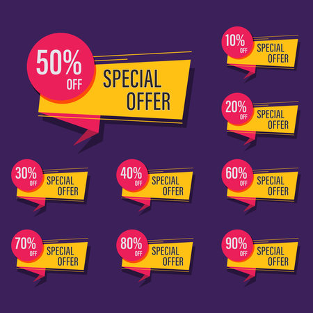 Discount tag for promotion vector and illustration, sale tags promotion for store and website banner, price reduction poster flyer, promotional tags set, special offer ribbon layouのイラスト素材