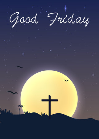 Good Friday banner and Poster. Good Friday is a Christian holiday commemorating the crucifixion of Jesus and his death at Calvary.It is observed during Holy Week as part of the Pasのイラスト素材