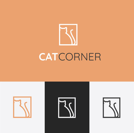 Animal Logo Collection : D0g Care, Monkey Leaf, Rabbit, Cat Corner. Suitable for Petshop. Pet Logo Design Set for Pet Shop, Hotel, Veterinarian Vector Illustration. Animals Veterinのイラスト素材
