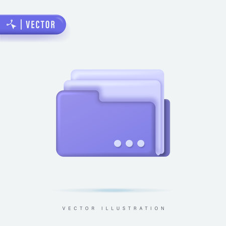 3D Realistic Folder with File Vector Illustration. File Management Concept.のイラスト素材