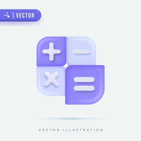 3D Realistic Calculator Icon Vector Illustration. Cartoon Minimal Style.のイラスト素材