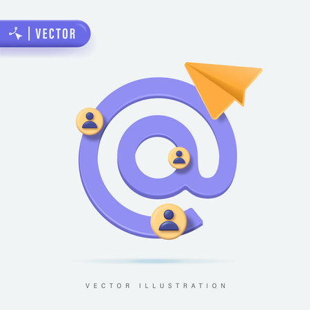 At Sign Symbol for Mailing Concept  Vector Illustration. Mail Service and Correspondence Delivery Concept Designのイラスト素材