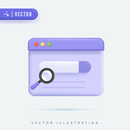 Search Bar Template for Website. Navigation  and Search Concept for Browser. 3D Vector Illustrationのイラスト素材