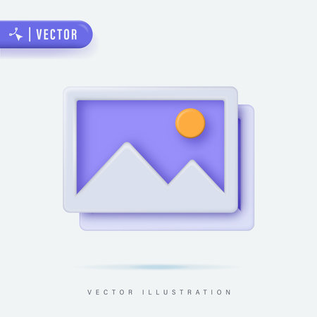 Image Icon with Mountain and Sun Landscape Vector Illustration.のイラスト素材