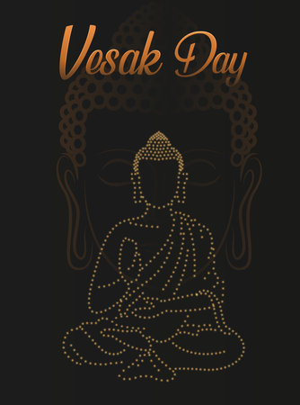 Vesak Day Creative Concept for Card or Banner. Vesak Day is a holy day for Buddhists. Happy Buddha Day with Siddhartha Gautama Statue Design Vector Illustrationのイラスト素材