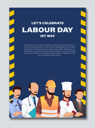 Happy Labor Day Vector Illustration with Labor Character and US Flag. Suitable for Template Poster, Banner, Flyer, Greeting Card etcのイラスト素材