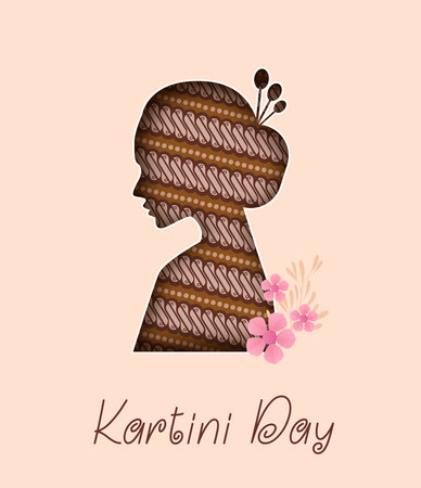 Selamat Hari Kartini Means Happy Kartini Day. Kartini is Indonesian Female Hero. Habis gelap terbitlah terang means After Darkness comes Light. Vector Illustration.のイラスト素材