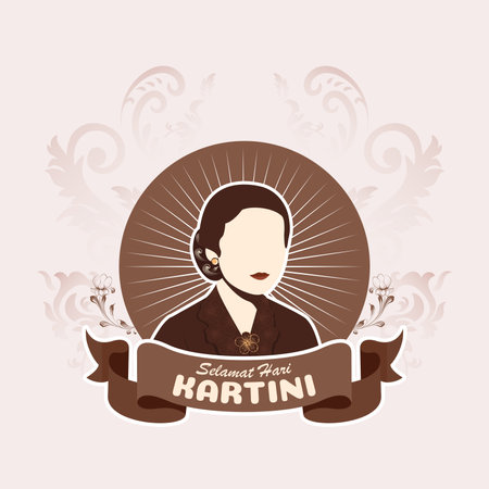 Selamat Hari Kartini Means Happy Kartini Day. Kartini is Indonesian Female Hero. Habis gelap terbitlah terang means After Darkness comes Light. Vector Illustration.のイラスト素材
