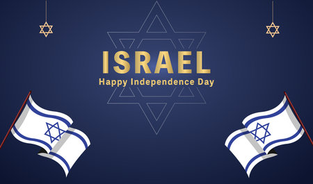 Israel Independence Day Vector Illustration with Flag and David Star Designのイラスト素材