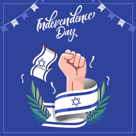 Israel Independence Day Vector Illustration with Flag and David Star Designのイラスト素材