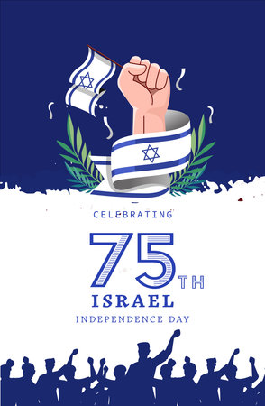 Israel Independence Day Vector Illustration with Flag and David Star Designのイラスト素材