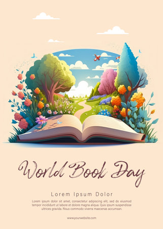 World Book Day Illustration. Knowledge Concept, Learning, Educationの写真素材