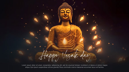 Vesak Day Illustration for Card or Banner. Vesak Day is a holy day for Buddhists. Happy Buddha Day...