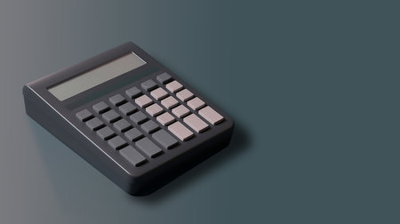 Calculator on a dark background. 3d render illustration.の素材