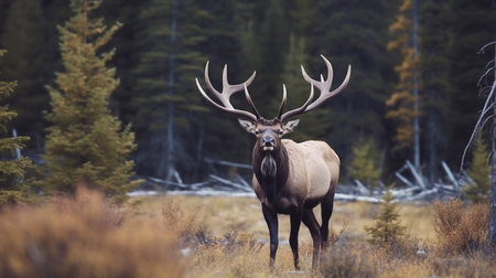 Bull Elk in the wildlifeの素材